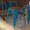 Flash Furniture 4 " Teal Metal Stool with Wood Seat, PK4 ET-BT3503-18-TL-WD-GG - alternate 8